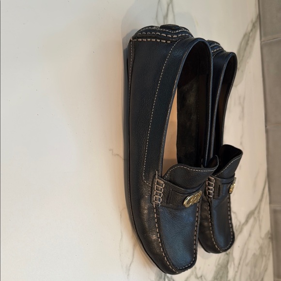 Cole Haan Black Leather Slip-On Loafers with Gold Hardware main image 3